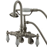 Elements of Design DT3018CL Wall Mount Clawfoot Tub Filler with Hand Shower, Satin Nickel