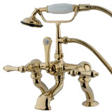 Elements of Design DT4092AL Deck Mount Clawfoot Tub Filler with Hand Shower, Polished Brass