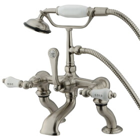 Elements of Design DT4098CL Deck Mount Clawfoot Tub Filler with Hand Shower, Satin Nickel