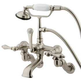 Elements of Design DT4578AL Wall Mount Clawfoot Tub Filler with Hand Shower, Satin Nickel