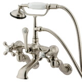 Elements of Design DT4578AX Wall Mount Clawfoot Tub Filler with Hand Shower, Satin Nickel
