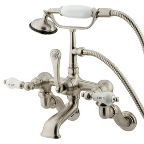 Elements of Design DT4578CL Wall Mount Clawfoot Tub Filler with Hand Shower, Satin Nickel
