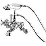 Elements of Design DT4581AX Wall Mount Clawfoot Tub Filler with Hand Shower, Polished Chrome