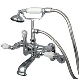 Elements of Design DT4581PL Wall Mount Clawfoot Tub Filler with Hand Shower, Polished Chrome Finish