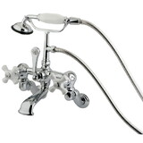 Elements of Design DT4581PX Wall Mount Clawfoot Tub Filler with Hand Shower, Polished Chrome Finish