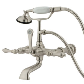 Elements of Design DT5418AL Wall Mount Clawfoot Tub Filler with Hand Shower, Satin Nickel
