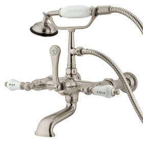 Elements of Design DT5418CL Wall Mount Clawfoot Tub Filler with Hand Shower, Satin Nickel