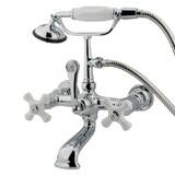 Elements of Design DT5521PX Wall Mount Clawfoot Tub Filler with Hand Shower, Polished Chrome