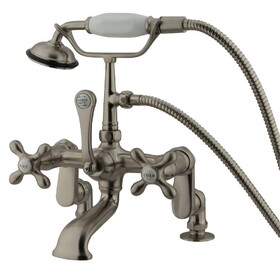 Elements of Design DT6518AX Deck Mount Clawfoot Tub Filler with Hand Shower, Satin Nickel