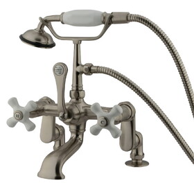 Elements of Design DT6518PX Deck Mount Clawfoot Tub Filler with Hand Shower, Satin Nickel