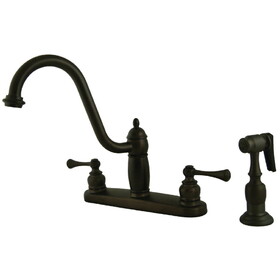 Elements of Design EB1115BLBS Two Handle 8" Kitchen Faucet with Brass Sprayer, Oil Rubbed Bronze