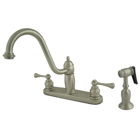 Elements of Design EB1118BLBS Two Handle 8" Kitchen Faucet with Brass Sprayer, Satin Nickel