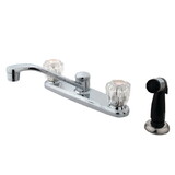 Elements of Design EB112 Twin Acrylic Handle 8" Kitchen Faucet With Non-Metallic Sprayer, Polished Chrome