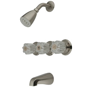 Elements of Design EB138 Three Handle Tub & Shower Faucet, Satin Nickel