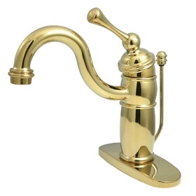 Elements of Design EB1402BL Single Handle Mono Deck Lavatory Faucet with Retail Pop-up & Optional Deck Plate, Polished Brass