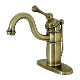 Elements of Design EB1403BL Single Handle Mono Deck Lavatory Faucet with Retail Pop-up & Optional Deck Plate, Vintage Brass
