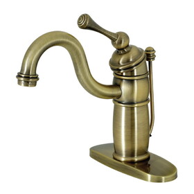Elements of Design EB1403BL Single Handle Mono Deck Lavatory Faucet with Retail Pop-up & Optional Deck Plate, Vintage Brass