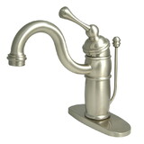 Elements of Design EB1408BL Single Handle Mono Deck Lavatory Faucet with Retail Pop-up & Optional Deck Plate, Satin Nickel