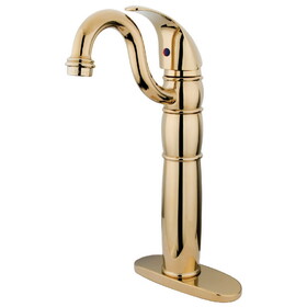 Elements of Design EB1422LL Single Handle Vessel Sink Faucet with Optional Cover Plate, Polished Brass