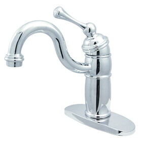 Elements of Design EB1481BL Two Handle Mono Deck Bar Faucet with Optional Deck Plate & Grid Strainer, Polished Chrome