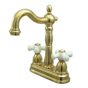 Elements of Design EB1492PX Two Handle 4" Centerset Bar Faucet without Pop-Up Rod, Polished Brass