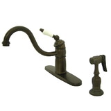 Elements of Design EB1575PLBS Single Handle Kitchen Faucet With Brass Sprayer, Oil Rubbed Bronze
