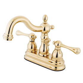 Elements of Design EB1602BL Two Handle 4" Centerset Lavatory Faucet with Retail Pop-up, Polished Brass
