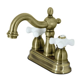 Elements of Design EB1603PX Two Handle 4" Centerset Lavatory Faucet with Retail Pop-up, Vintage Brass
