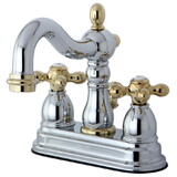 Elements of Design EB1604AX 4-Inch Centerset Lavatory Faucet with Retail Pop-Up, Polished Chrome/Polished Brass