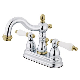 Elements of Design EB1604PL Two Handle 4" Centerset Lavatory Faucet with Retail Pop-up, Polished Chrome/Polished Brass