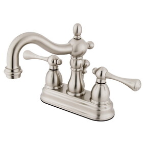 Elements of Design EB1608BL Two Handle 4" Centerset Lavatory Faucet with Retail Pop-up, Satin Nickel