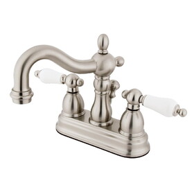 Elements of Design EB1608PL Two Handle 4" Centerset Lavatory Faucet with Retail Pop-up, Satin Nickel