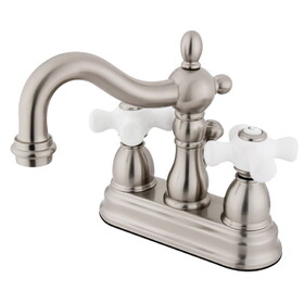 Elements of Design EB1608PX Two Handle 4" Centerset Lavatory Faucet with Retail Pop-up, Satin Nickel