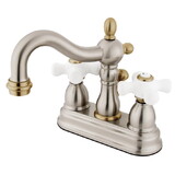 Elements of Design EB1609PX 4-Inch Centerset Lavatory Faucet with Retail Pop-Up, Brushed Nickel/Polished Brass