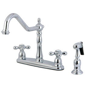 Elements of Design EB1751AXBS 8" Center Kitchen Faucet with Brass Sprayer, Polished Chrome