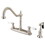 Elements of Design EB1758PLBS Two Handle 8" Center Kitchen Faucet with Brass Sprayer, Satin Nickel
