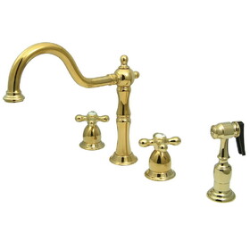 Elements of Design EB1792AXBS 8" Center Kitchen Faucet with Brass Sprayer, Polished Brass