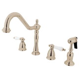 Elements of Design EB1796PLBS 8-Inch Widespread Kitchen Faucet with Brass Sprayer, Polished Nickel