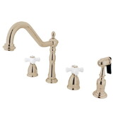 Elements of Design EB1796PXBS 8-Inch Widespread Kitchen Faucet with Brass Sprayer, Polished Nickel