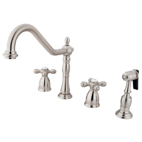 Elements of Design EB1798AXBS 8" Center Kitchen Faucet with Brass Sprayer, Satin Nickel