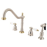 Elements of Design EB1799PLBS 8-Inch Widespread Kitchen Faucet with Brass Sprayer, Brushed Nickel/Polished Brass
