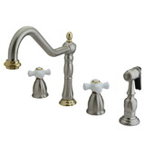 Elements of Design EB1799PXBS 8-Inch Widespread Kitchen Faucet with Brass Sprayer, Brushed Nickel/Polished Brass