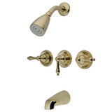 Elements of Design EB232AL Three Handle Tub & Shower Faucet, Polished Brass