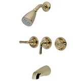 Elements of Design EB232 Three Handle Tub & Shower Faucet, Polished Brass Finish