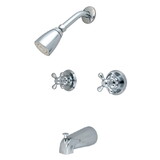 Elements of Design EB241AX Twin Handle Tub & Shower Faucet With Decor Cross Handle, Polished Chrome