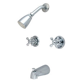 Elements of Design EB241AX Twin Handle Tub &#038; Shower Faucet With Decor Cross Handle, Polished Chrome