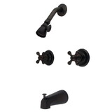 Elements of Design EB245AX Twin Handle Tub & Shower Faucet With Decor Cross Handle, Oil Rubbed Bronze