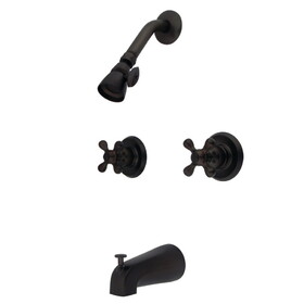 Elements of Design EB245AX Twin Handle Tub &#038; Shower Faucet With Decor Cross Handle, Oil Rubbed Bronze