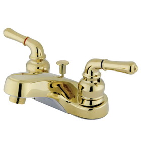 Elements of Design EB252 Two Handle 4" Centerset Lavatory Faucet with Retail Pop-up, Polished Brass