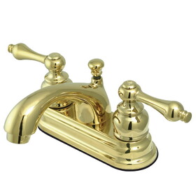 Elements of Design EB2602AL Two Handle 4" Centerset Lavatory Faucet with Retail Pop-up, Polished Brass
